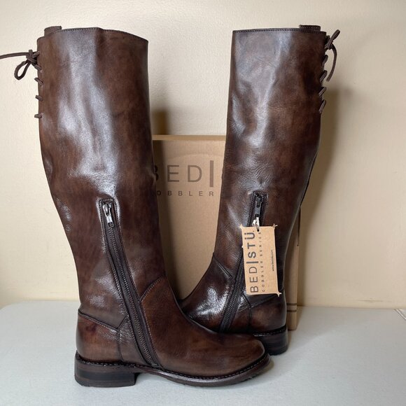 BED STU Manchester Distressed Brown Leather Tall Riding Boots BEDSTU Size 7 - Picture 4 of 16